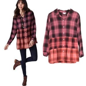 NWOT J. Jill Tiered Ombre Brushed Button Down Top